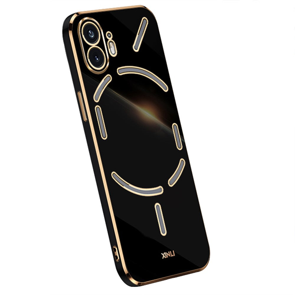 XINLI For Nothing Phone (2) Electroplated Gold Edge Anti-scratch Phone Case TPU Protection Cover