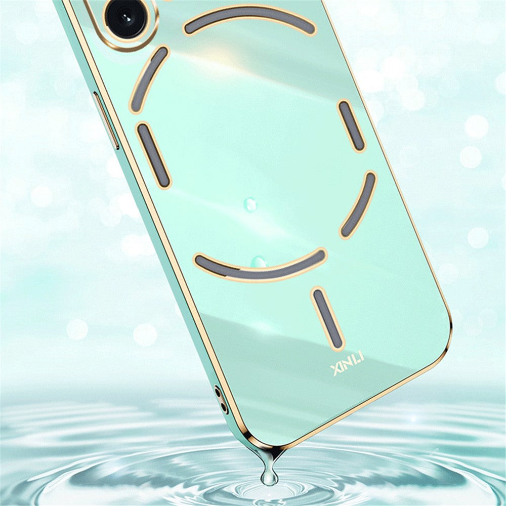 XINLI For Nothing Phone (2) Electroplated Gold Edge Anti-scratch Phone Case TPU Protection Cover