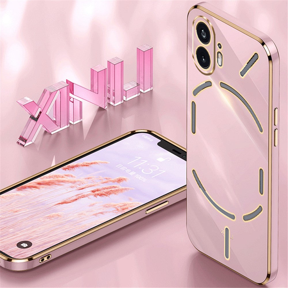 XINLI For Nothing Phone (2) Electroplated Gold Edge Anti-scratch Phone Case TPU Protection Cover