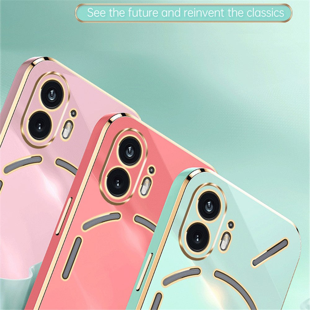XINLI For Nothing Phone (2) Electroplated Gold Edge Anti-scratch Phone Case TPU Protection Cover