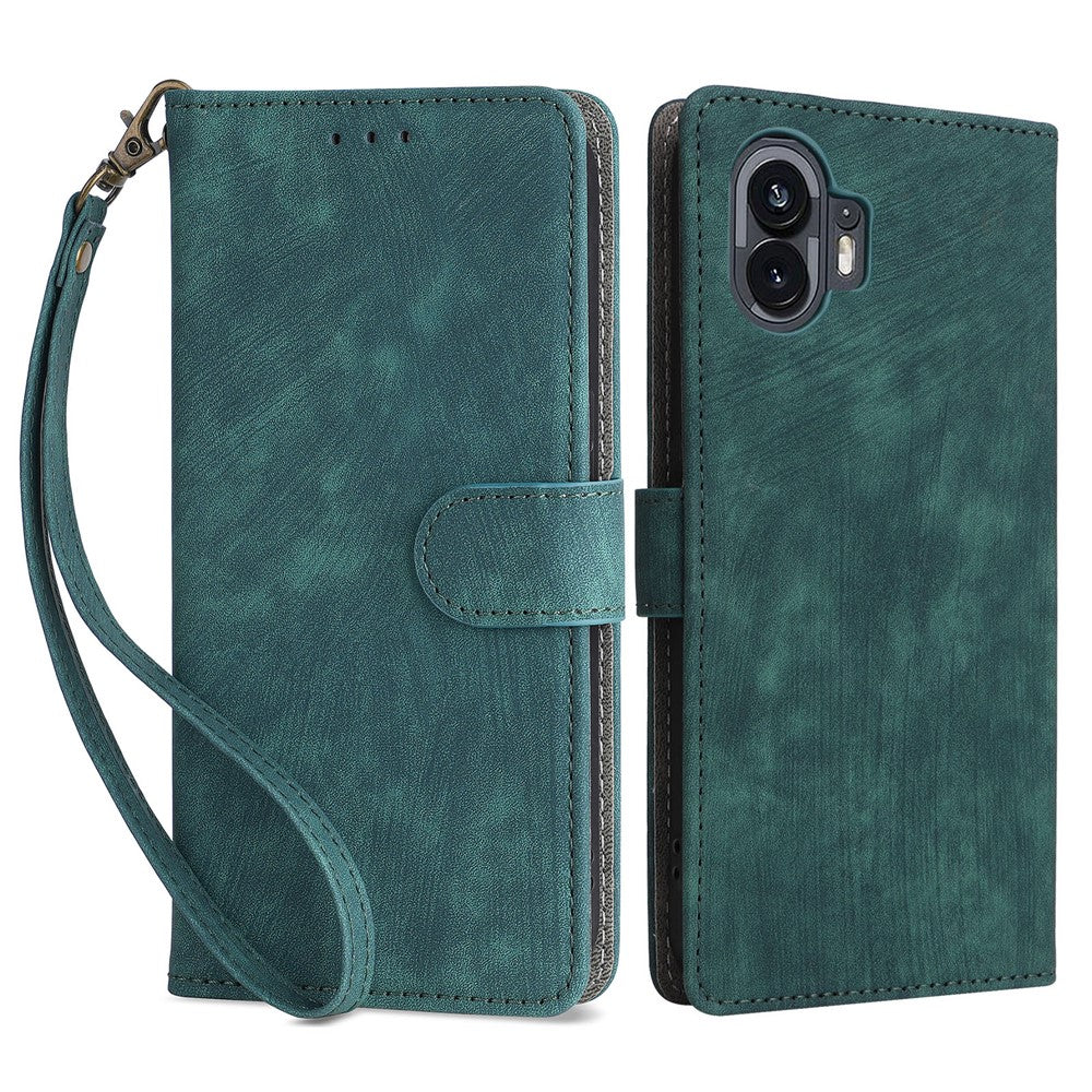 For Nothing Phone (2) Anti-drop Phone Case RFID Blocking Leather Wallet Stand Cover with Strap