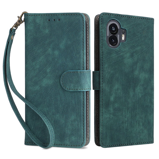 For Nothing Phone (2) Anti-drop Phone Case RFID Blocking Leather Wallet Stand Cover with Strap