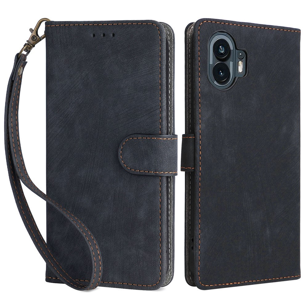 For Nothing Phone (2) Anti-drop Phone Case RFID Blocking Leather Wallet Stand Cover with Strap