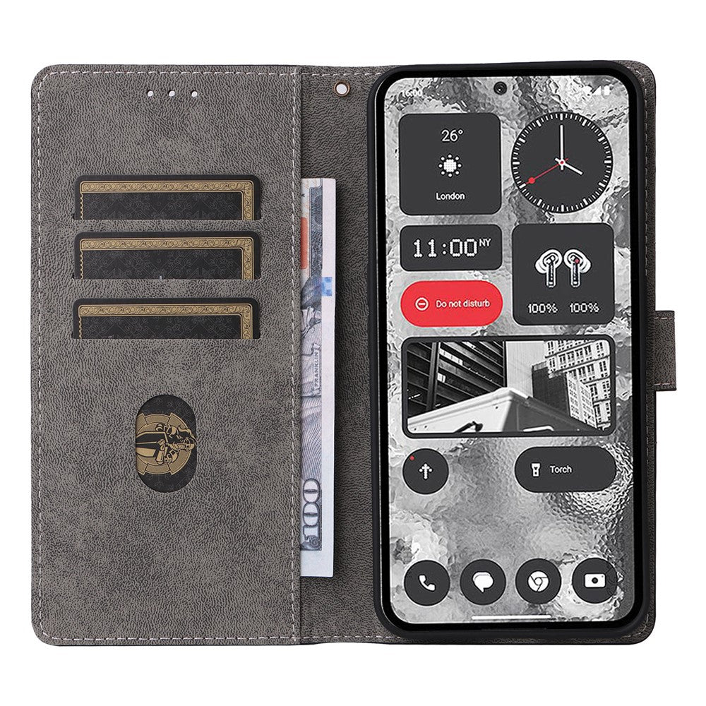 For Nothing Phone (2) Anti-drop Phone Case RFID Blocking Leather Wallet Stand Cover with Strap