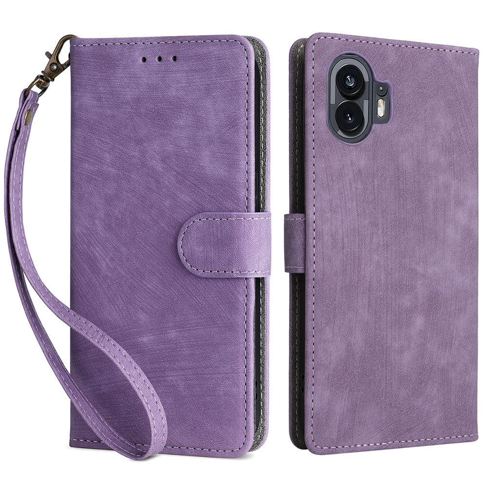 For Nothing Phone (2) Anti-drop Phone Case RFID Blocking Leather Wallet Stand Cover with Strap