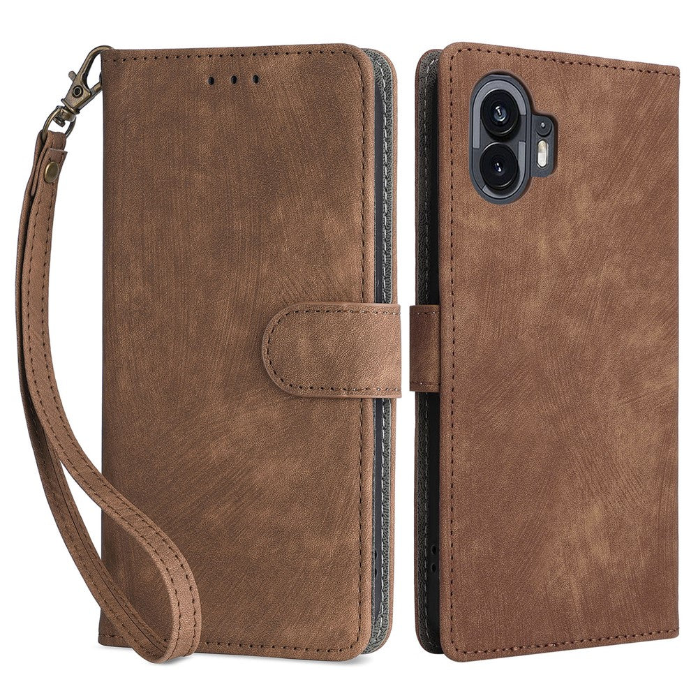 For Nothing Phone (2) Anti-drop Phone Case RFID Blocking Leather Wallet Stand Cover with Strap