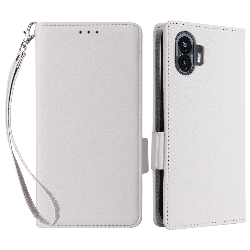 Nothing Phone (2) Wallet-Handyhülle – Aus PU-Leder & Litschi-Textur, mit Ständer & Tragegurt