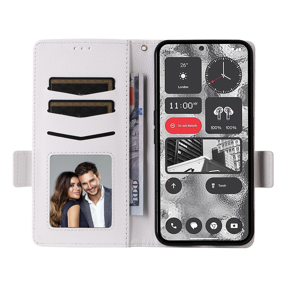 Nothing Phone (2) Wallet-Handyhülle – Aus PU-Leder & Litschi-Textur, mit Ständer & Tragegurt