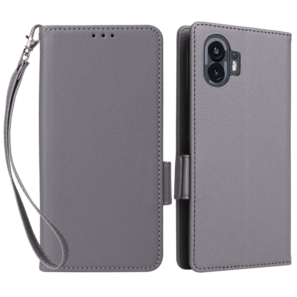 Nothing Phone (2) Wallet-Handyhülle – Aus PU-Leder & Litschi-Textur, mit Ständer & Tragegurt
