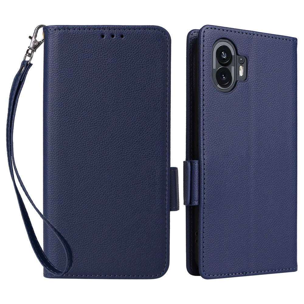Nothing Phone (2) Wallet-Handyhülle – Aus PU-Leder & Litschi-Textur, mit Ständer & Tragegurt