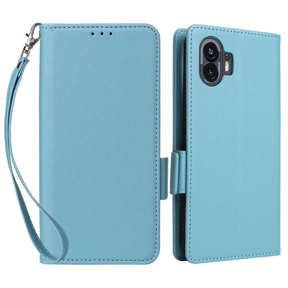 Nothing Phone (2) Wallet-Handyhülle – Aus PU-Leder & Litschi-Textur, mit Ständer & Tragegurt