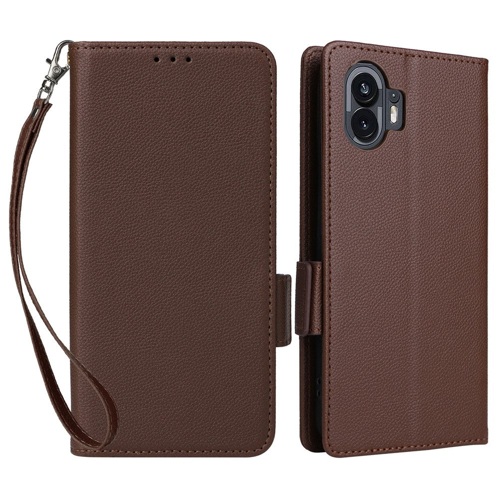 Nothing Phone (2) Wallet-Handyhülle – Aus PU-Leder & Litschi-Textur, mit Ständer & Tragegurt