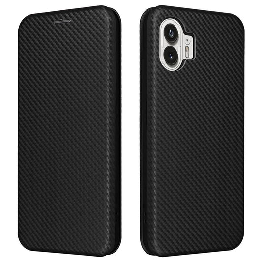 Nothing Phone (2) Wallet-Handyhülle – Mit Carbonfaser-Textur, Kartenhalter, Lederständer