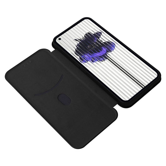 Nothing Phone (2) Wallet-Handyhülle – Mit Carbonfaser-Textur, Kartenhalter, Lederständer
