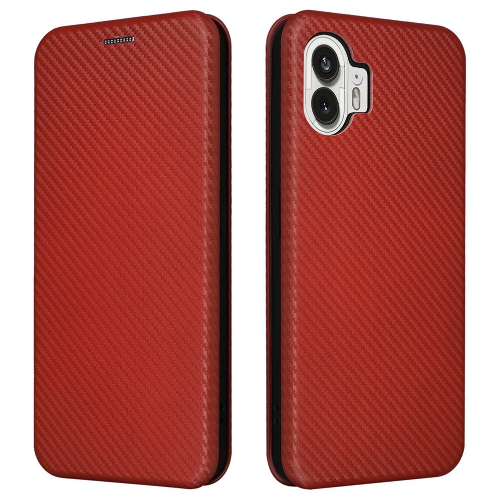 Nothing Phone (2) Wallet-Handyhülle – Mit Carbonfaser-Textur, Kartenhalter, Lederständer