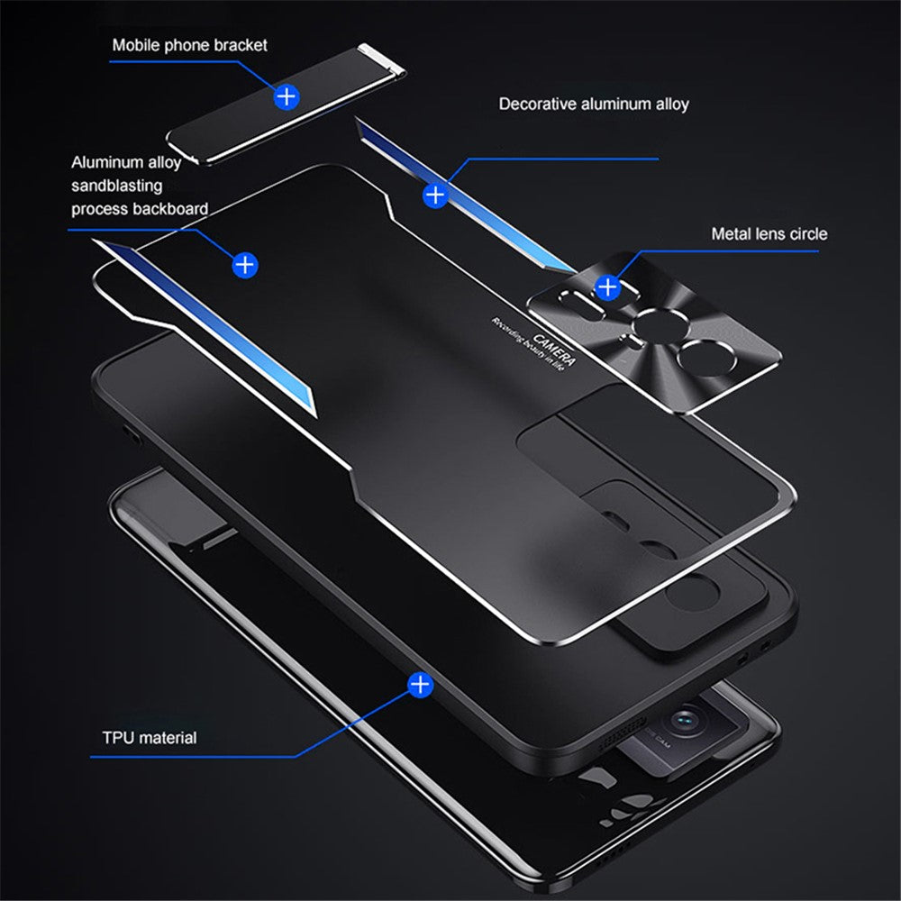 For Xiaomi Redmi K60 Ultra / 13T / 13T Pro Kickstand Phone Case Aluminum Alloy + TPU Protective Cover