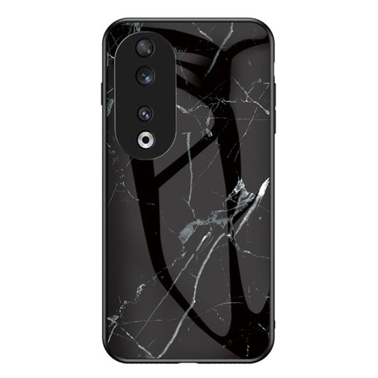 Honor 90 Handyhülle – Rückseite mit Marmormuster, gehärtetes Glas + PC + TPU, stoßfeste