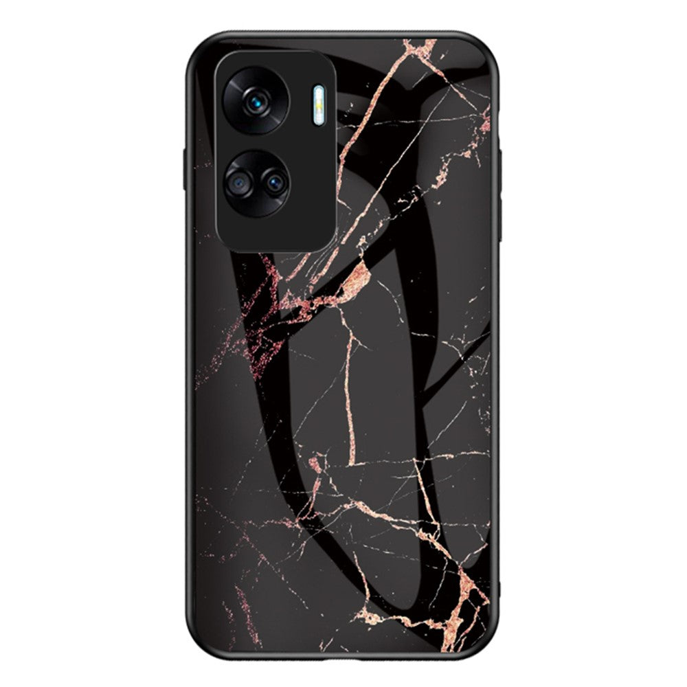 For Honor 90 Lite 5G Marble Pattern Anti-drop Phone Case PC+TPU+Tempered Glass Cover