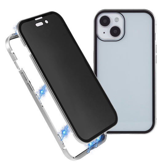 iPhone 15 Anti-Spy-Hülle – mit Metallrahmen & gehärtetem Glas