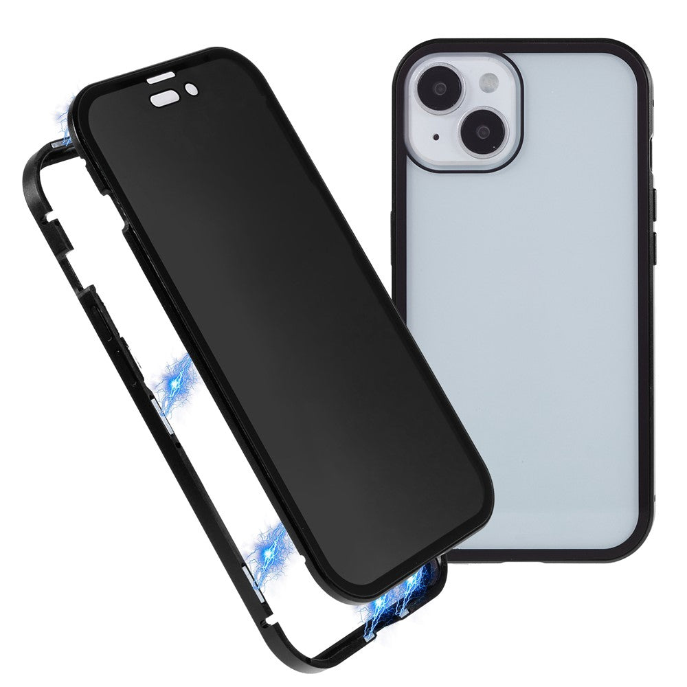 iPhone 15 Anti-Spy-Hülle – mit Metallrahmen & gehärtetem Glas