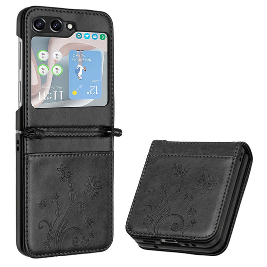 Galaxy Z Flip5 5G – Handyhülle aus PU-Leder und TPU, mit Ständer, mit Kartenfach