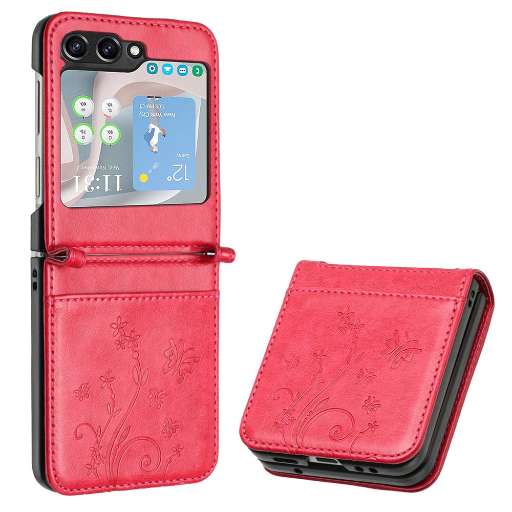 For Samsung Galaxy Z Flip5 5G Phone Case Imprinted Butterflies PU Leather Coated PC Cover
