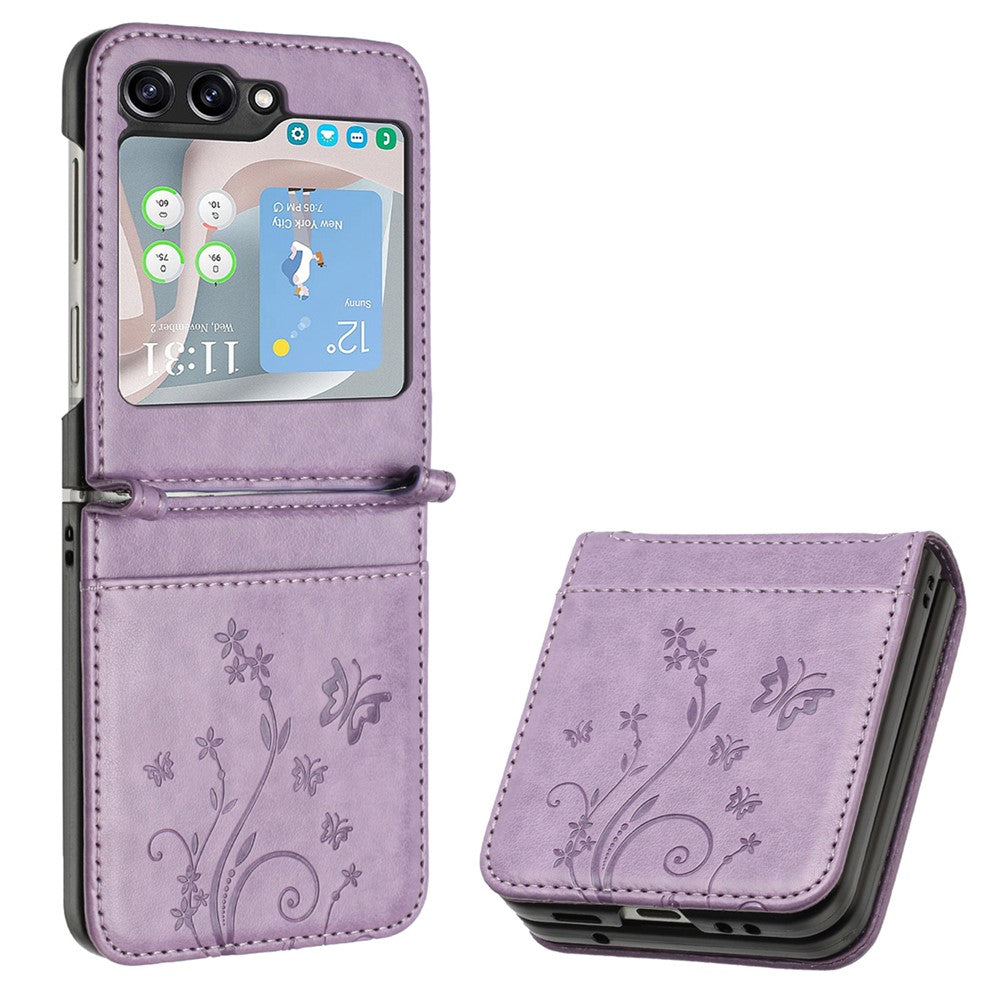 For Samsung Galaxy Z Flip5 5G Phone Case Imprinted Butterflies PU Leather Coated PC Cover