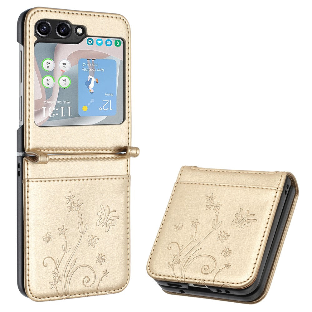 For Samsung Galaxy Z Flip5 5G Phone Case Imprinted Butterflies PU Leather Coated PC Cover
