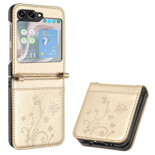 Galaxy Z Flip5 5G – Handyhülle aus PU-Leder und TPU, mit Ständer, mit Kartenfach