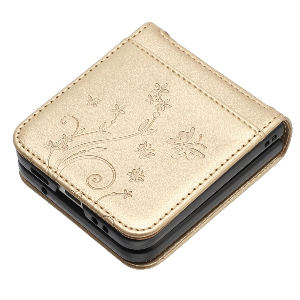 For Samsung Galaxy Z Flip5 5G Phone Case Imprinted Butterflies PU Leather Coated PC Cover