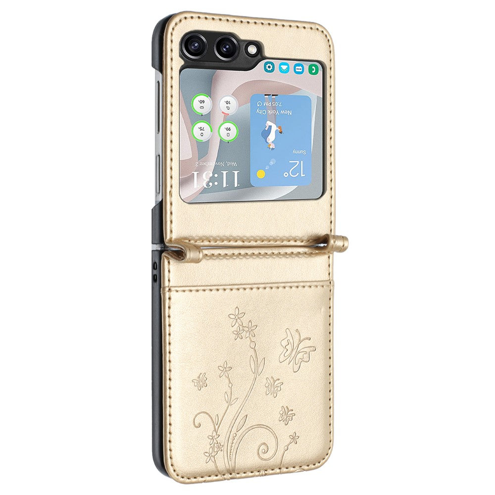 For Samsung Galaxy Z Flip5 5G Phone Case Imprinted Butterflies PU Leather Coated PC Cover