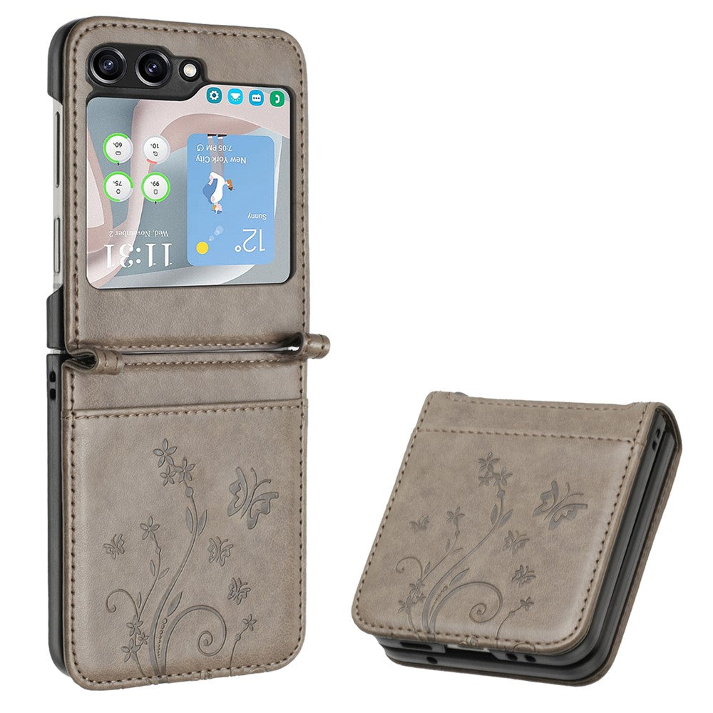 For Samsung Galaxy Z Flip5 5G Phone Case Imprinted Butterflies PU Leather Coated PC Cover