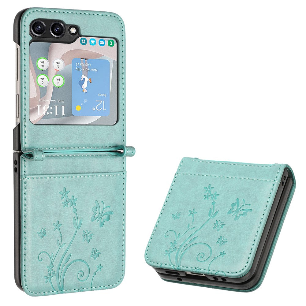 For Samsung Galaxy Z Flip5 5G Phone Case Imprinted Butterflies PU Leather Coated PC Cover