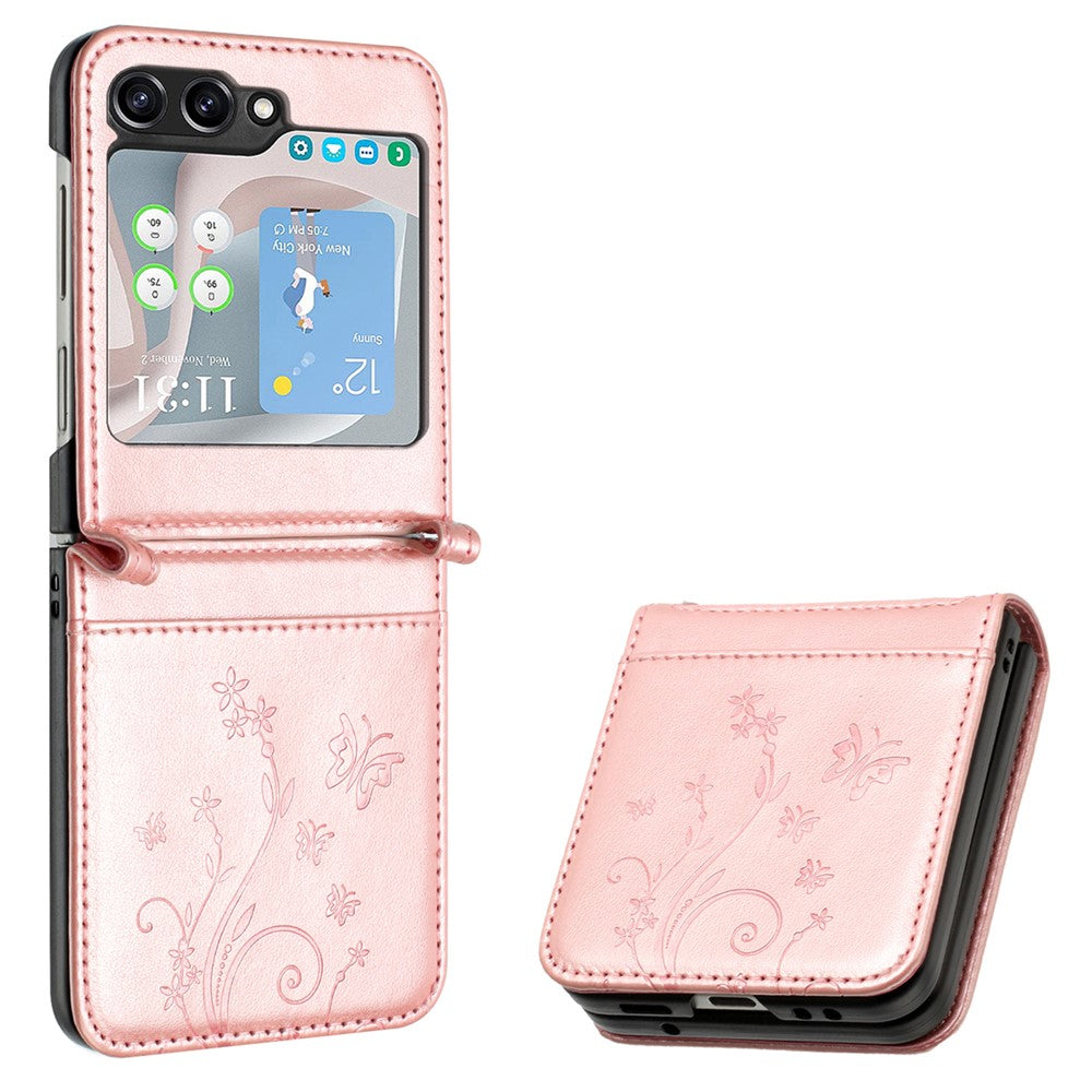 For Samsung Galaxy Z Flip5 5G Phone Case Imprinted Butterflies PU Leather Coated PC Cover