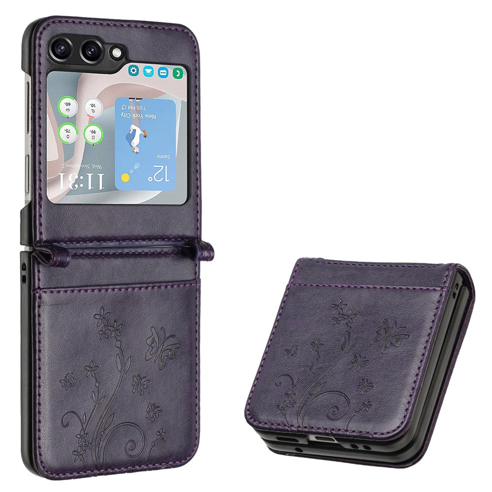 For Samsung Galaxy Z Flip5 5G Phone Case Imprinted Butterflies PU Leather Coated PC Cover