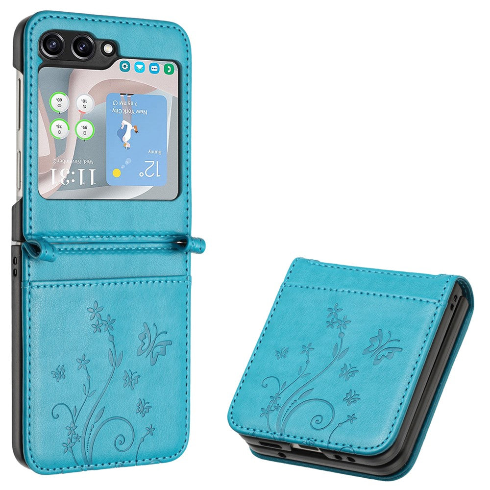 For Samsung Galaxy Z Flip5 5G Phone Case Imprinted Butterflies PU Leather Coated PC Cover