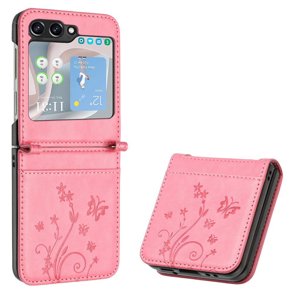 For Samsung Galaxy Z Flip5 5G Phone Case Imprinted Butterflies PU Leather Coated PC Cover