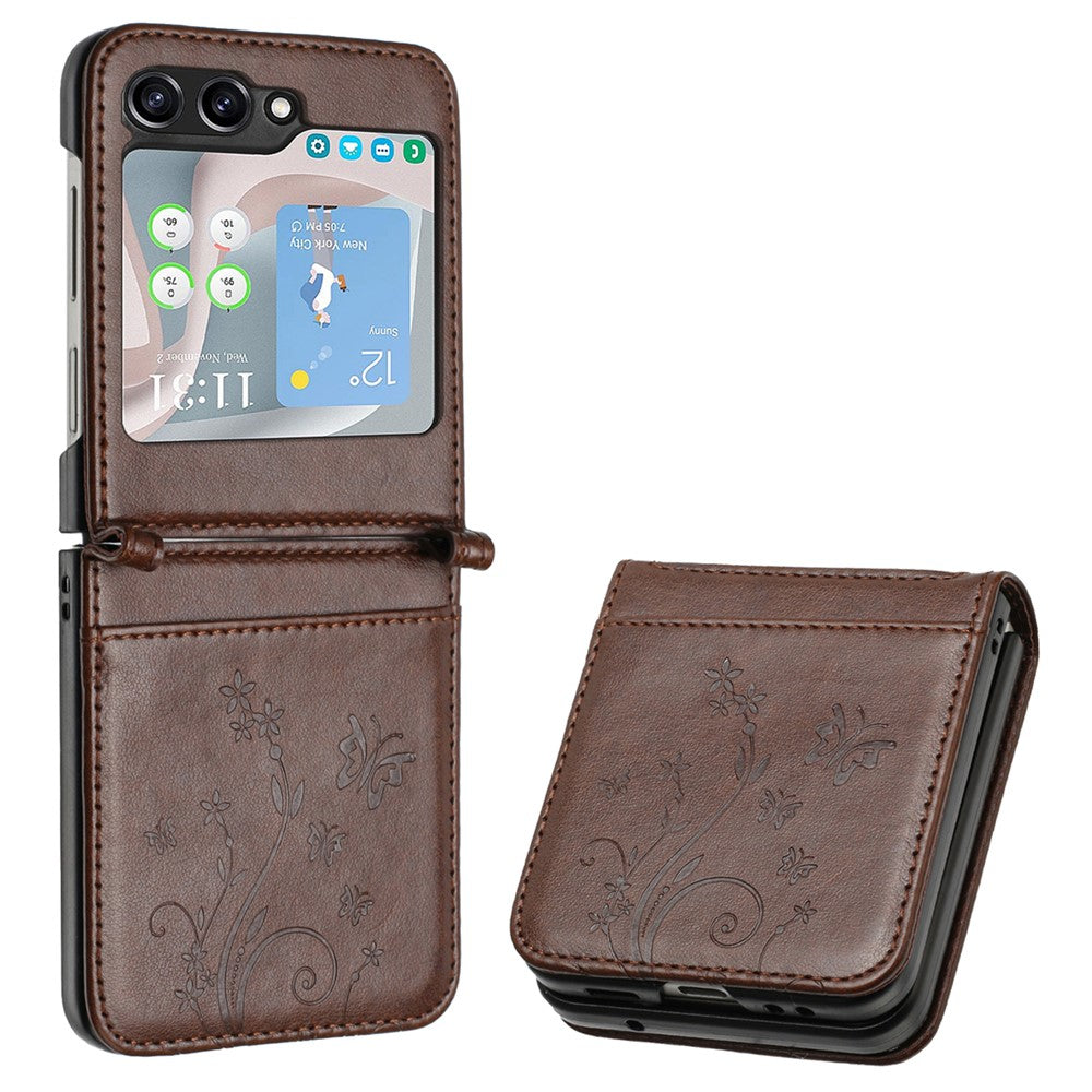 For Samsung Galaxy Z Flip5 5G Phone Case Imprinted Butterflies PU Leather Coated PC Cover
