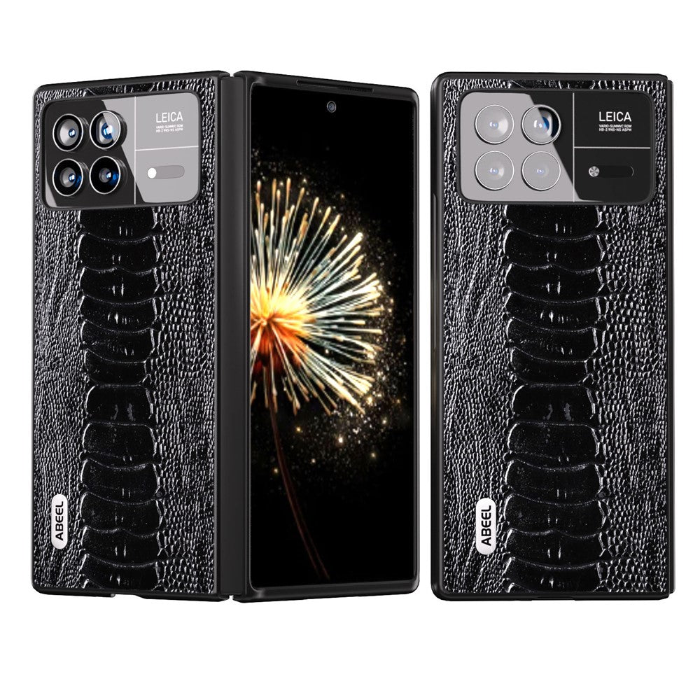 ABEEL For Xiaomi Mix Fold 3 5G Crocodile Texture Protective Phone Cover Genuine Cow Leather+PC Back Case