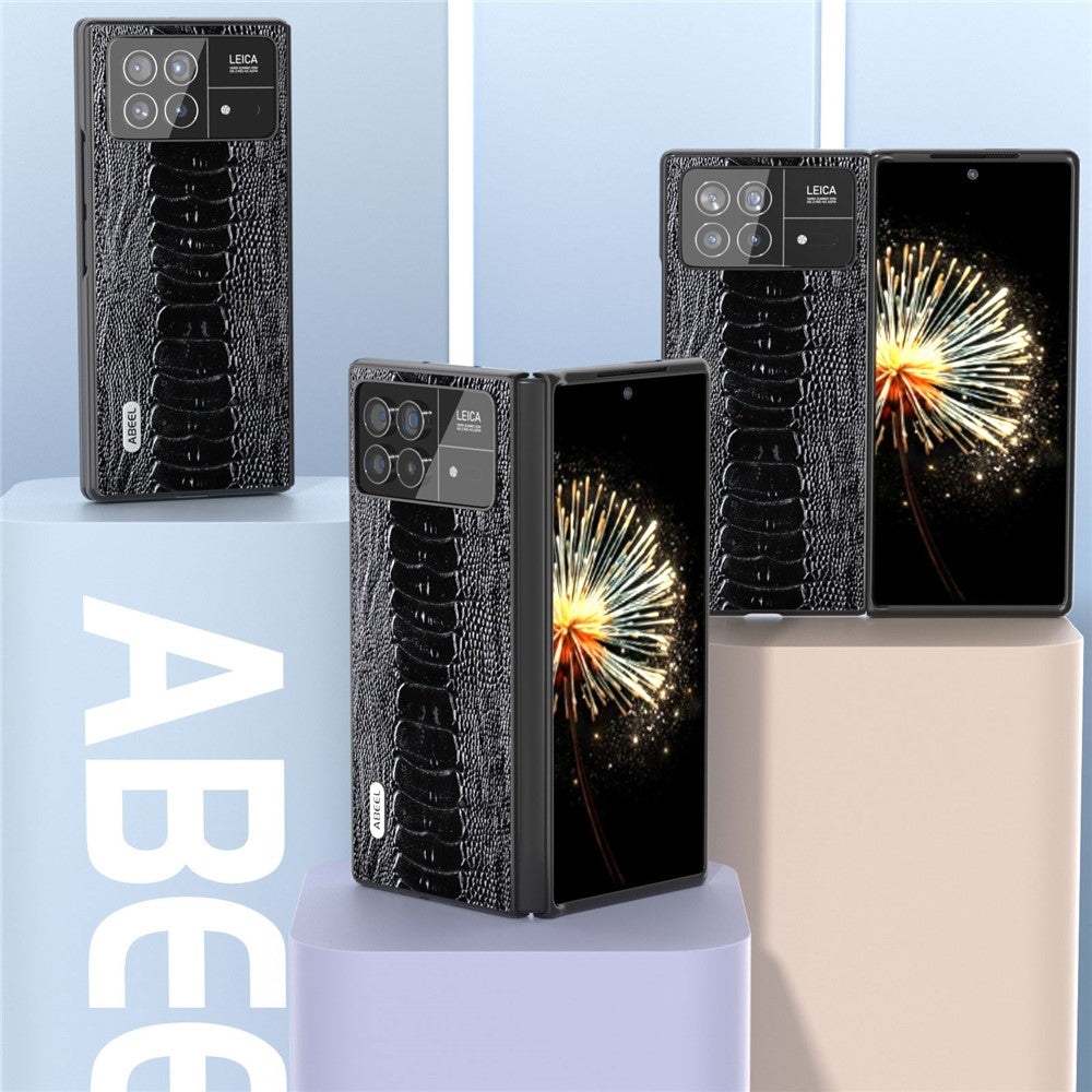 ABEEL For Xiaomi Mix Fold 3 5G Crocodile Texture Protective Phone Cover Genuine Cow Leather+PC Back Case