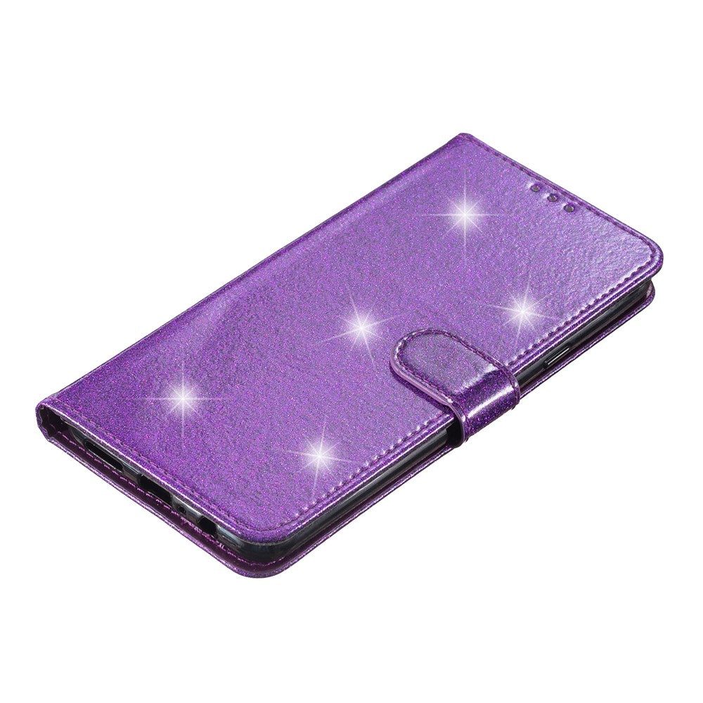 For Xiaomi Redmi Note 12 4G Leather Wallet Stand Case Drop-proof Glittery Phone Cover with Strap