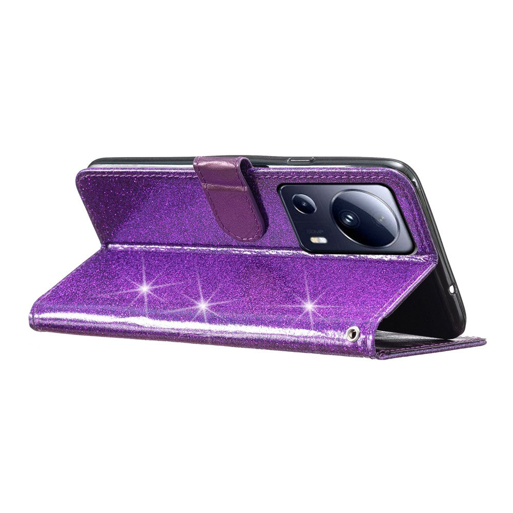 For Xiaomi 13 Lite / Civi 2 5G Glittery PU Leather Phone Case Wallet Stand Anti-shock Cover