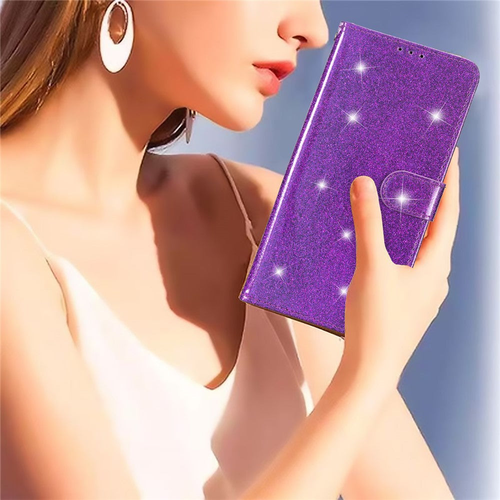 Glittery PU Leather Phone Case for Xiaomi 13 Shockproof Wallet Stand Cover