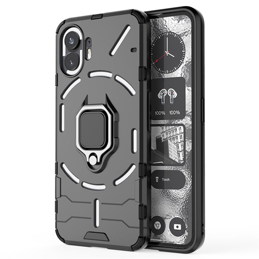 Nothing Phone (2) Handyhülle – Harte PC- + weiche TPU-Handyrückseite, drehbarer Ringhalter, Ständer