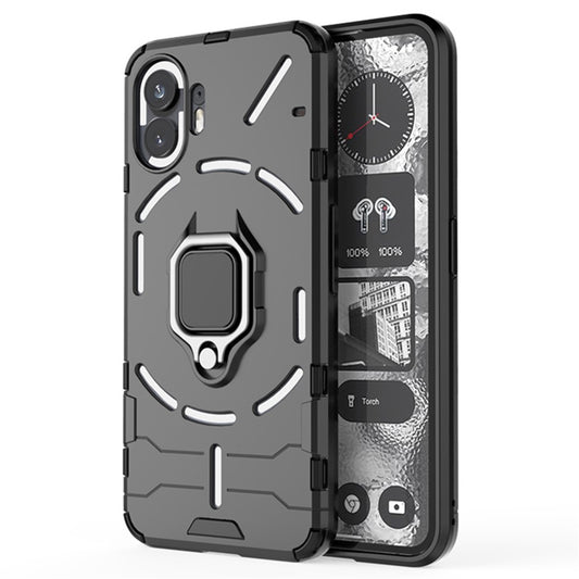 Nothing Phone (2) Handyhülle – Harte PC- + weiche TPU-Handyrückseite, drehbarer Ringhalter, Ständer
