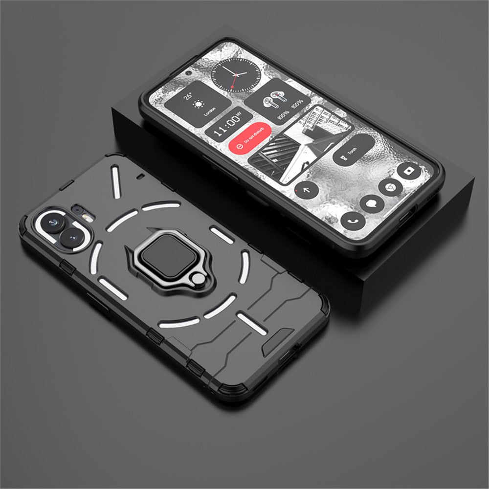 Nothing Phone (2) Handyhülle – Harte PC- + weiche TPU-Handyrückseite, drehbarer Ringhalter, Ständer