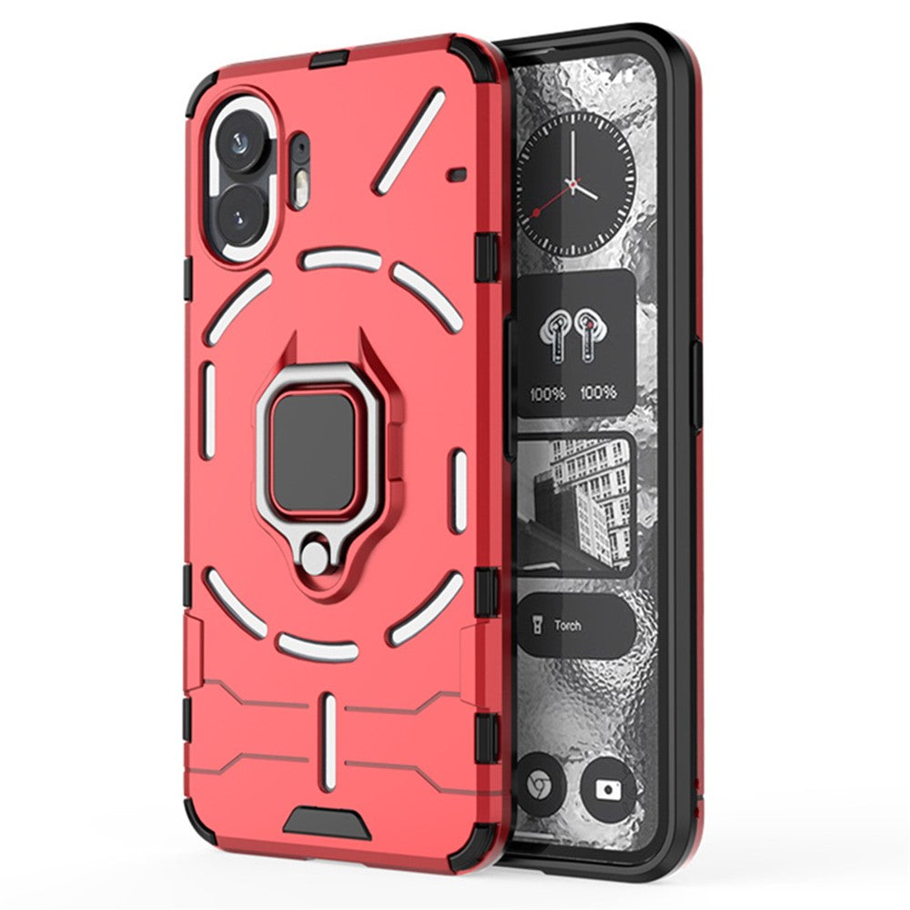 Nothing Phone (2) Handyhülle – Harte PC- + weiche TPU-Handyrückseite, drehbarer Ringhalter, Ständer
