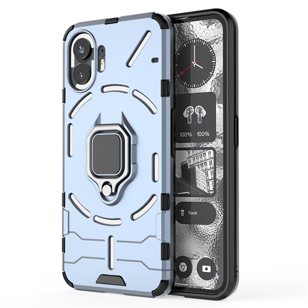Nothing Phone (2) Handyhülle – Harte PC- + weiche TPU-Handyrückseite, drehbarer Ringhalter, Ständer