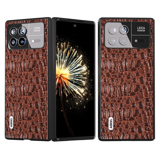 Xiaomi Mix Fold 3 5G Handyhülle – ABEEL Rutschfeste aus echtem Rindsleder und PC mit Canopy-Textur