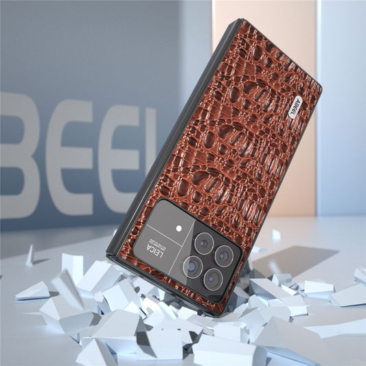 Xiaomi Mix Fold 3 5G Handyhülle – ABEEL Rutschfeste aus echtem Rindsleder und PC mit Canopy-Textur